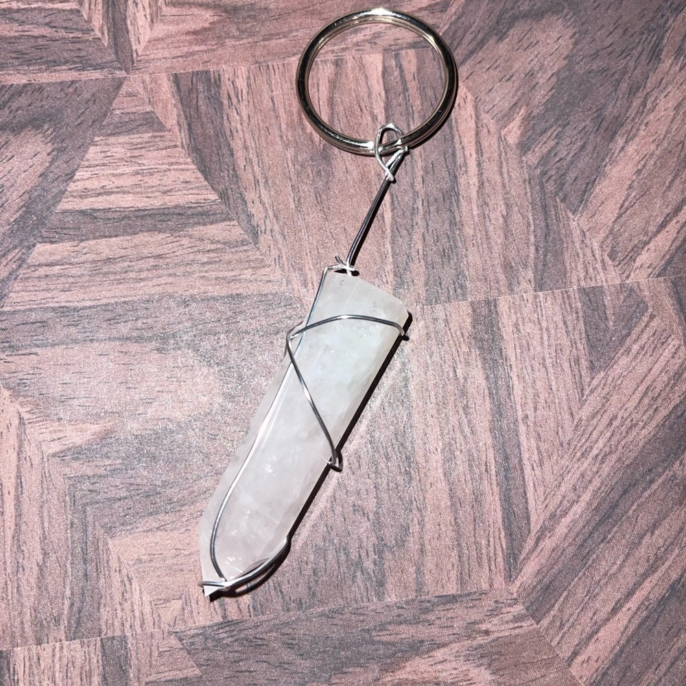 Rose Quartz Point Keychain